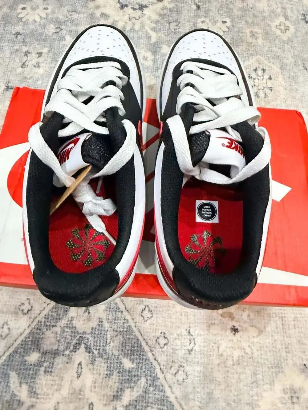 Nike Court Vision Low Next Nature Sneakers Black White Red- 7W/5.5Y